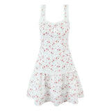 Yeknu  Jastie French Style Floral Print Sleeveless Dress Women Sweet Lace Spliced A-line Summer Mini Dresses Holiday Robe Tank Vestidos