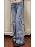 Yeknu  Autumn Winter Women Vintage Low Rise Flare Denim Pants Y2k Japanese Streetwear Bootcut Jeans Baggy Bell Bottom New In