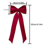 Yeknu  48x111cm Wreath Garland Burgundy Velvet Large Bow Single Loop Christmas Holiday Door Tree Ribbon Ornament Home Party Decoration