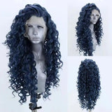Yeknu  Ginger Orange Long Curly Lace Wig Cosplay Wig Halloween Synthetic Long Hair Role Play Wig for Women Girls Lace Front Wig