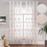 Yeknu  2 Panels Sheer Curtains Embroidered Window Tulle for Living Room Bedroom Drape Rod Pocket Voile Sheer Curtain Gauze Home Decor