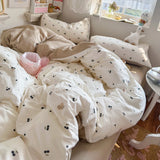 Yeknu  new class A simple high-end three-layer yarn bedding four-piece set, bed sheet quilt cover, dormitory three-piece set