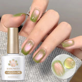 Yeknu  10ml Green Endless Summer Cat Magnetic Gel Nail Polish  Glass Bead Shadowstar Bamboo Soak Off UV Nail Art Varnish
