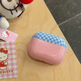 Yeknu  Pink yellow plaid is suitable for Apple earphone case AirPods wireless bluetooth earphone case