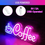 Yeknu  Coffee Neon Sign Light USB/Battery Led Neon Lamps for Bar Cafe Restaurant Party Art Wall Decor Window Hanging Night Lights