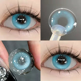 Yeknu  Blue Myopia Contact Lenses for Eyes Color Lenses Cosplay Natural Pupil Beauty Cosmetic Blue Contacts Yearly 2pcs/pair