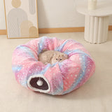 Yeknu  Donut Cat Bed Tunnel Multi functional Cat Bed Foldable Glow In The Dark Cat Tunnel Cat Hideaway Pet Bed