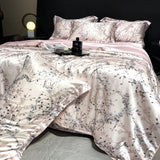 Yeknu  new high-end luxury silky Sleeping naked digital printing washed silk style Bedding Set Duvet Cover Bed Sheet Pillowcases