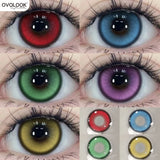 Yeknu  2pcs/pair Cyber Series Halloween Colored Contact Lenses for Makeup Eyes Big Pupils Red Contact Lenses Brown Lens Myopia