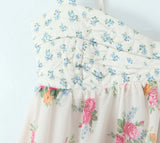 Yeknu  Fashion Holiday Summer Women's Clothing Color Matching Chest Embroidery Suspender Dresses Boho Print Beach Short Dress
