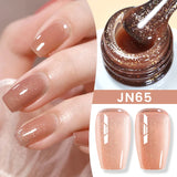 Yeknu  10ml Jelly Nude Gel Nail Polish Crystal Translucent Coffee Soak Off Semi-Permanent Varnish Base Top Coat Manicure