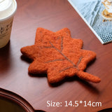Yeknu  Handmade Wool Felt Fruit Coasters Apple Avocado Maple Leaves Cup Drink Support Pad Table Protection Mat Decoration Home Decor