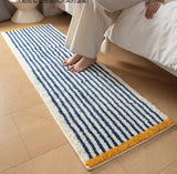 Yeknu  Striped Long Plaid Tufted Rug Memories Flocking Carpet Floor Anti Slip Doormat  Bathmat Bedside Rug  Bedroom Cloakroom Bathroom