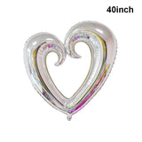 Yeknu  5Pcs Giant Foil Heart Balloon Romantic 40Inch Hook Heart Shaped Balloon Valentines Day Gift Wedding Decoration Birthday Supplies