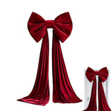 Yeknu  Retro Velvet Christmas Tree Bow Long Ribbon Soft Red Trailing Fabric Home Party Decoration Christmas Home And Holiday Decoration