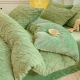Yeknu  Milk Fleece Single Quilt Set Autumn/winter Thickened Warm Solid Color Duvet Cover 200x230 220x240 Bedding for Double Use