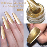 Yeknu  Gold Reflective Moonlight Gel Nail Polish Cat Magnetic Aurora Spar Glitter Semi-Permanant Varnish Nail Art Magnetic