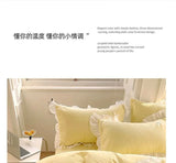 Yeknu Korean Princess Style Bedding Sets Ins Lace Bowknot Duvet Cover Fitted Sheet For Girl Woman Home Bedroom Kawaii Bed Linens