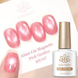 Yeknu  10ml Pink Garden Cat Magnetic Gel Nail Polish Glass Bead Soak Off Semi Permanent UV Gel Varnish Nail Art Supplies