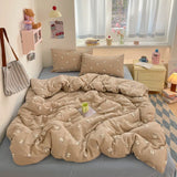 Yeknu 100% Cotton Bedding Set Cartoon Cute Animals Duvet Cover Set Bed Linen Flat Sheets Set 2 Pillowcases Single Double Queen Size