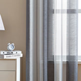 Yeknu  2 Panels Striped Sheer Curtains Semi Sheer Voile Window Window Treatment Grommet Top Drapes for Living-Room Bedroom Office