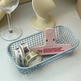 Yeknu  Desktop Storage Basket INS Metal Sundries Organizer Basket Photocard Case Office Stationery Home Supplies Make Up Sorting Holder