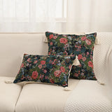 Yeknu  Cotton Linen Flower Cushion Pillowcase Retro European Style Living Room Sofa Backrest High Precision Jacquard Cushion Cover