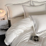 Yeknu Luxury 1000TC Egyptian Cotton Solid Color Hotel Style Embroidery Bedding Set Duvet cover Set Flat/Fitted Bed Sheet Pillowcases