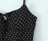 Yeknu  New Fashion Women's Mini Dress Black Polka Dot Lace Bowknot Suspender Dress