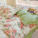 Yeknu  Comforter Botanical Flowers Garden Ultra Soft & Breathable 100%Nature Cotton Bedding Sets With Flat/Fitted Sheet 2 Pillowcases