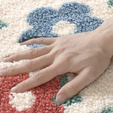 Yeknu  Floral Tufting Bathroom Mat Soft Irregular Tufted Bedroom Carpet Bedside Rug Floor Non Slip Tidy Pad Aesthetic Home Decor