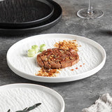 Yeknu  Creative Light Luxury Nordic Black/White Stone Texture Ceramic Tableware Restaurant Home Hotel Supplies Shallow Dinner Plate 1Pc