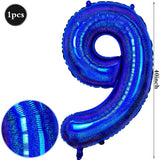 Yeknu  40Inch Navy Blue Number Balloons 0-9 Helium Balloon Laser Dark Blue Figure Golob Birthday Wedding Graduation Decoration Supplies