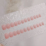 Yeknu  24Pcs Nude Pink False Nail Short Round Style Girl Nail Art Patch Stick on Finger Fake Nail Nude Color Warm Summer false nail