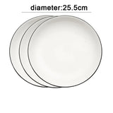 Yeknu  white tableware black edge ceramic household kitchen supplies sushi fruit salad dessert steak plates western plate