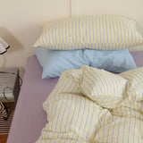 Yeknu Ins Nordic Bedding Set Simple Style Striped Duvet Cover Set Soft Flat Sheet Single Twin Size Double Bed Sheet Set For Bedroom