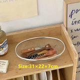 Yeknu  Stainless Steel Oval Vegetable Washing Basket, Drain Basket  Fruit Snack Basket Plate Mesh Frame, mesh screen, kitchen quick