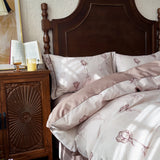 Yeknu 100% Cotton Bedding Set Ins Korean Floral 3D Printed Duvet Cover Bed Linen Flat Sheets Set 2 Pillowcases Twin Double Queen Size
