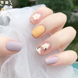 Yeknu  24Pcs Short Almond Press-On Nails Pink Floral French Tip Glossy&Elegant Full Cover Fake Nails for Women&Girls Spring,Daily Wear