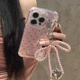 Yeknu Love Laser Pink Bow PC Case For iPhone 13 14 12 16 15 Pro Max 11 12 14 Plus XS Max XR X 7 8 Plus SE Phone Cover