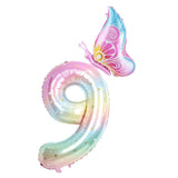 Yeknu  40Inch Colorful Gradient Number Balloon 0-9 Digit Foil Helium Balloon Butterfly Girl Birthday Party Decor Baby Shower Kids Gifts