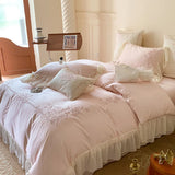 Yeknu 4Pcs Queen Size Flowers Embroidery Bedding Set Duvet Cover Bed Sheet Pillowcases