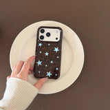 Yeknu  INS Winter Spot Leopard Print Blue Star Phone Case For iPhone 16 15 14 17 Pro Max 17Pro 17Air iPhone13 Case Soft Protect Cover