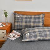 Yeknu  100% Cotton Bedding Quilt Cover Set with Pillowcase Japan Style Grid  Housse De Couette 220x240 Duvet Cover Set King Size