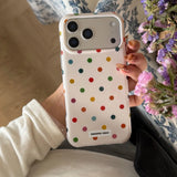 Yeknu  INS Colorful Polka Dot Phone Case For iPhone 13 Case iPhone 15 16 14 17 Pro Max 17 Air Candy Color White Silicone Cover New Year