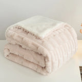 Yeknu  Double Layer Rabbit Arctic Fleece Blanket Flannel Blanket Nap Air Conditioning Throw Blanket Milk Fleece Blanket