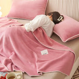 Yeknu solid color waffle double-layer composite blanket, soft waxy stroking cats blanket summer quilt air-conditioning blanket