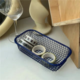 Yeknu  Desktop Storage Basket INS Metal Sundries Organizer Basket Photocard Case Office Stationery Home Supplies Make Up Sorting Holder