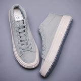 Yeknu  Spring and Autumn High Top Canvas Shoes Men's All-match High Top Casual Sneakers Breathable Deodorant Men's Denim Shoes