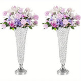 Yeknu  2 Crystal Vases, 20 Inches High, For Use In The Center Of Dining Tables, Wedding Anniversaries, Birthdays, And Home Decor